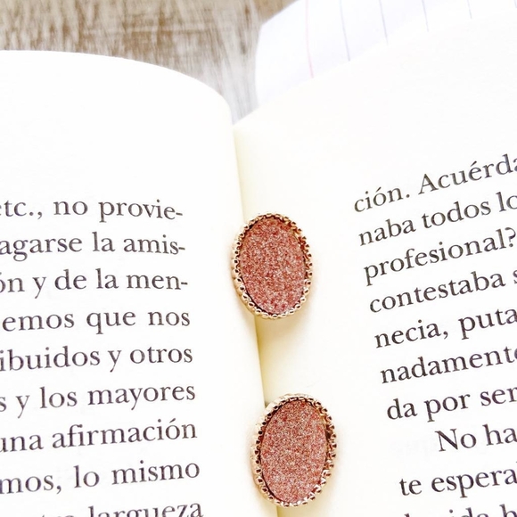 ROSE GOLD DRUZZY STATEMENT LARGE STUDS - Picture 1 of 1